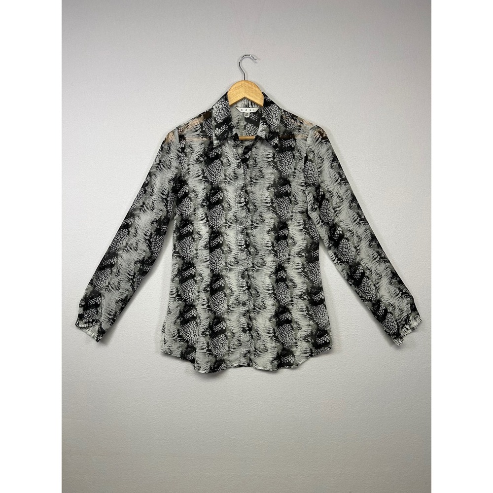 Animal Print Cabi Womens Small Black White Snakeskin Button Up Blouse 988